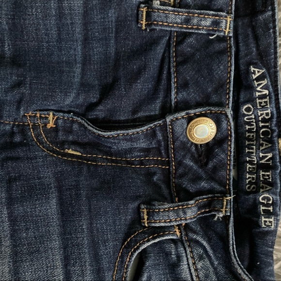 Short Distressed Blue Jean Mini Skirt American Eagle Sewn by Me Size 4-5 in Wom - Picture 3 of 3